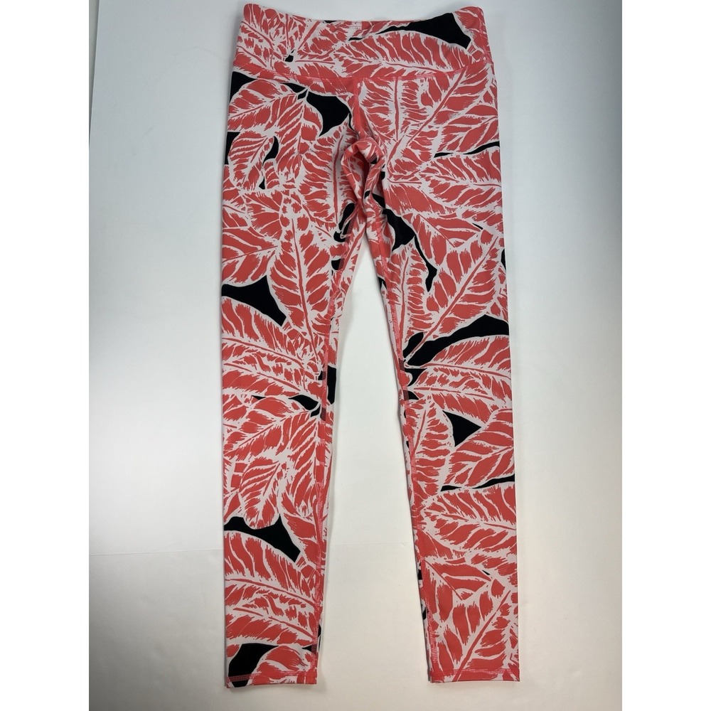 Alo Yoga Leggings Women S Medium Pink Tropical Leaf Print Performance Activewear